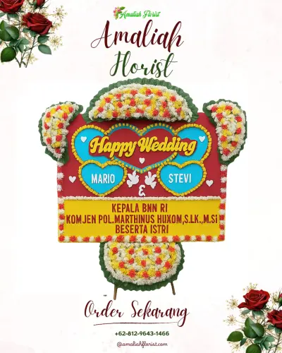 Karangan Papan Bunga Pernikahan di Pegangsaan Dua
